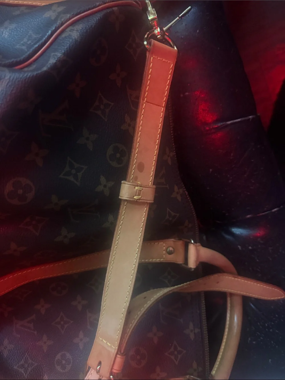 Louis Vuitton Monogram Canvas Duffel with Tan Leather Trim